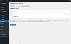 Page screenshot: Settings &rarr; Nested Pages &rarr; 
			Post Types		