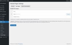 Page screenshot: Settings &rarr; Nested Pages &rarr; 
			Post Types		