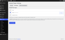 Page screenshot: Settings &rarr; Nested Pages &rarr; 
			Post Types		
