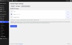 Page screenshot: Settings &rarr; Nested Pages &rarr; 
			Post Types		