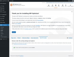 Page screenshot: WP-Optimize &rarr; Cache &rarr; 
				Static file headers
	