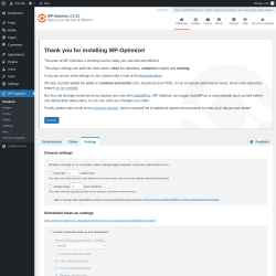 Page screenshot: WP-Optimize &rarr; 
				Settings
	