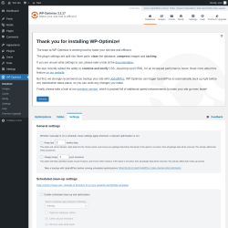 Page screenshot: WP-Optimize &rarr; 
				Settings
	