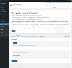 Page screenshot: WP-Optimize &rarr; Cache &rarr; 
				Preload
	