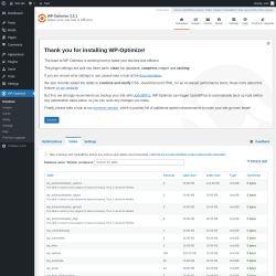 Page screenshot: WP-Optimize &rarr; 
				Tables
	