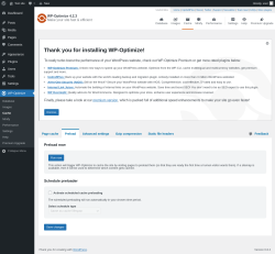 Page screenshot: WP-Optimize → Cache → 
				Preload
	