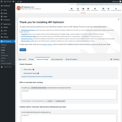 Page screenshot: WP-Optimize → Cache → 
				Advanced settings
	