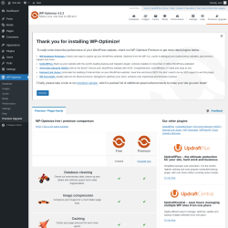 Page screenshot: WP-Optimize → Premium Upgrade