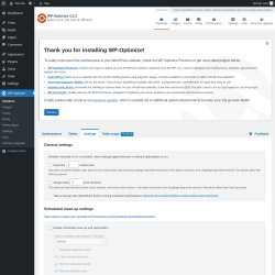 Page screenshot: WP-Optimize → 
				Settings
	