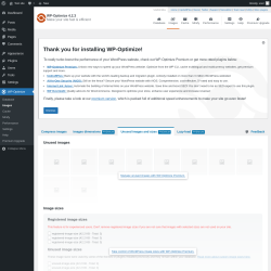 Page screenshot: WP-Optimize → Images → 
				Unused images and sizesPremium
	