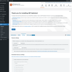 Page screenshot: WP-Optimize → 
				Settings
	