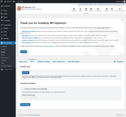 Page screenshot: WP-Optimize → Cache → 
				Preload
	
