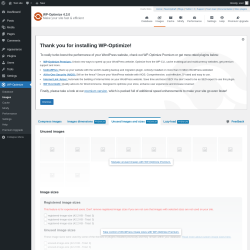 Page screenshot: WP-Optimize → Images → 
				Unused images and sizesPremium
	