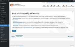 Page screenshot: WP-Optimize &rarr; Settings &rarr; 
				System status
	