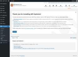 Page screenshot: WP-Optimize &rarr; Help