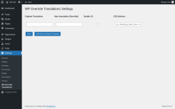 Page screenshot: Settings → WP Override Translations