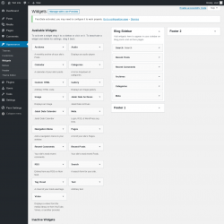 Page screenshot: Widgets &lsaquo; Test site &mdash; WordPress