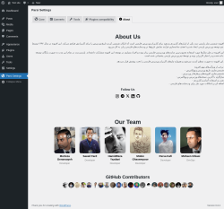 Page screenshot: Parsi Settings →  About