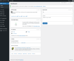 Page screenshot: Dashboard &lsaquo; Test site &mdash; WordPress