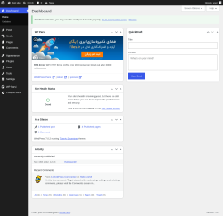 Page screenshot: Dashboard &lsaquo; Test site &mdash; WordPress