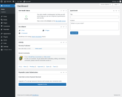 Page screenshot: Dashboard ‹ Test site — WordPress