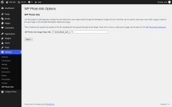 Page screenshot: Settings &rarr; WP Photo Ads