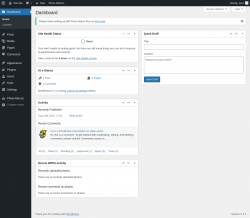 Page screenshot: Dashboard ‹ Test site — WordPress