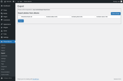 Page screenshot: Photo Albums → Export