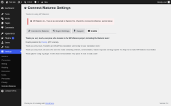 Page screenshot: Settings &rarr; Connect Matomo &rarr;  Credits