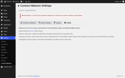 Page screenshot: Settings &rarr; Connect Matomo &rarr;  Credits