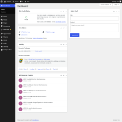 Page screenshot: Dashboard &lsaquo; Test site &mdash; WordPress