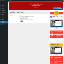 Page screenshot: WP Popup Banners &rarr; Settings