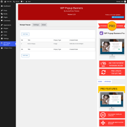 Page screenshot: WP Popup Banners