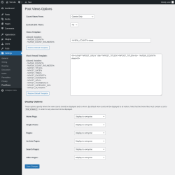Page screenshot: Settings &rarr; PostViews