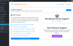 Page screenshot: WP Reactions → Support