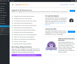 Page screenshot: WP Reactions → PRO