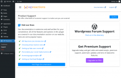 Page screenshot: WP Reactions → Support