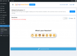 Page screenshot: WP Reactions → Global Activation