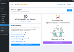 Page screenshot: WP Reactions → Support
