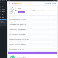 Page screenshot: WP Reactions → PRO