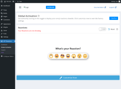 Page screenshot: WP Reactions → Global Activation