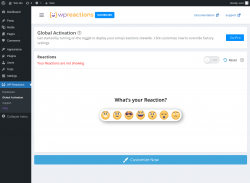 Page screenshot: WP Reactions → Global Activation