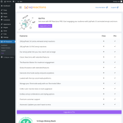 Page screenshot: WP Reactions → PRO