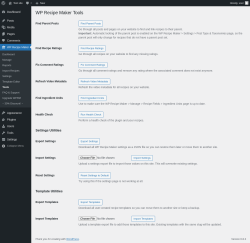 Page screenshot: WP Recipe Maker &rarr; Tools