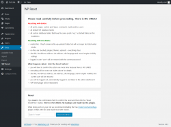 Page screenshot: Tools &rarr; WP Reset