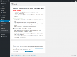 Page screenshot: Tools &rarr; WP Reset