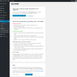 Page screenshot: Tools &rarr; WP Reset