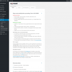 Page screenshot: Tools &rarr; WP Reset