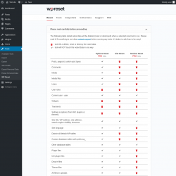 Page screenshot: Tools &rarr; WP Reset