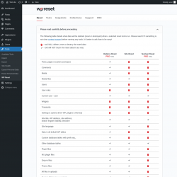 Page screenshot: Tools &rarr; WP Reset